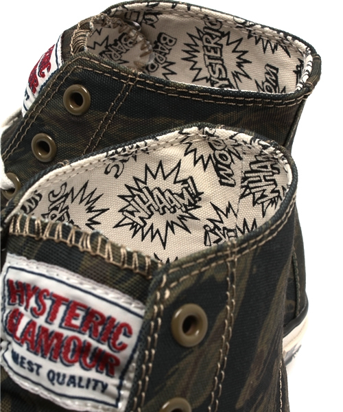 HYSTERIC GLAMOUR(ヒステリックグラマー)の「プリントキャンバス ハイカットスニーカー(スニーカー・メンズ・その他2/グリーン系カモフラージュ・25.5cm/27.5cm/26.5cm)」の7枚目の写真