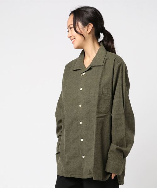 SpinnerBait(スピナーベイト)の「【SPINNER BAIT】ネルオープンカラーシャツ 8304HK(シャツ/ブラウス・メンズ・ブラック/ベージュ/オリーブ/ナチュラル・40/42/44)」の4枚目の写真