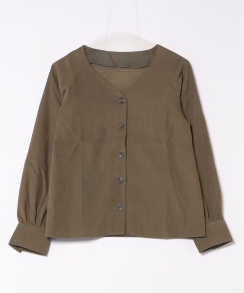 STYLEBLOCK（スタイルブロック）の「ジャガードコーデュロイフロントボタンブラウス（シャツ/ブラウス・レディース・ピンク/チャコールグレー/カーキ/キャメル・M）」の3枚目の写真