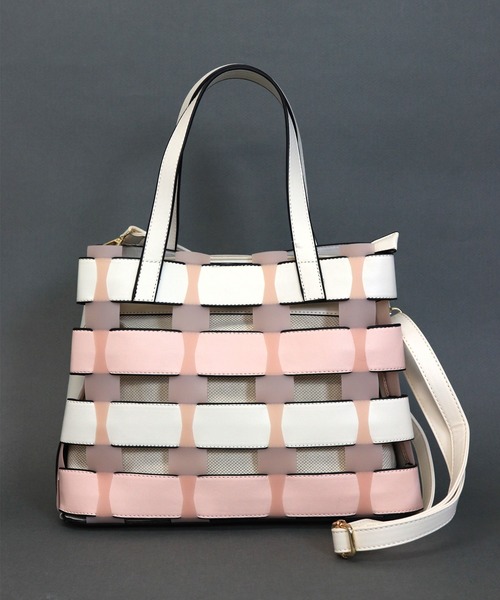 florist(フローリスト)の「【2way】編み込みシースルーショルダーバッグ(ショルダーバッグ・レディース・ホワイト/ブラック/レッド/ピンク/イエロー/グリーン・FREE)」の18枚目の写真