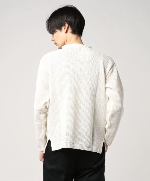 UP START（アップスタート）の「ギマコットンVネックニット（ニット/セーター・メンズ・ブラック/オフホワイト/ベージュ・MEDIUM/LARGE）」の6枚目の写真