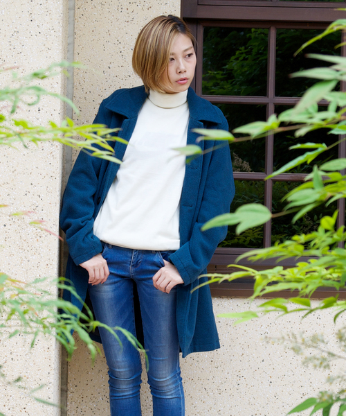 hardcover(ハードカバー)の「B.I.D./メルトンWOOLコート(ステンカラーコート・レディース・ブラック/グレー/グリーン/ネイビー/キャメル・LARGE/MEDIUM)」の3枚目の写真