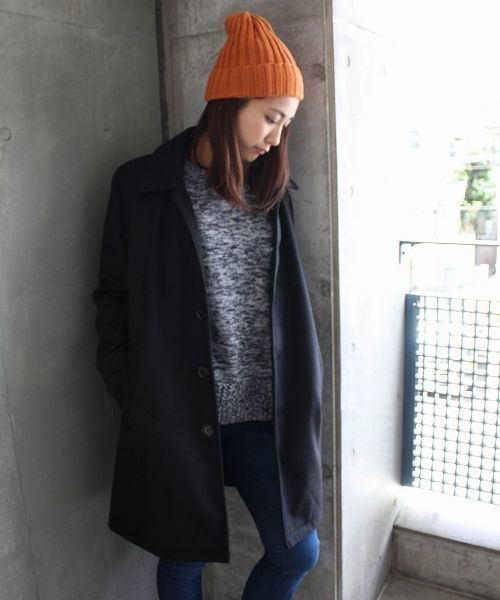 hardcover(ハードカバー)の「B.I.D./メルトンWOOLコート(ステンカラーコート・レディース・ブラック/グレー/グリーン/ネイビー/キャメル・LARGE/MEDIUM)」の6枚目の写真