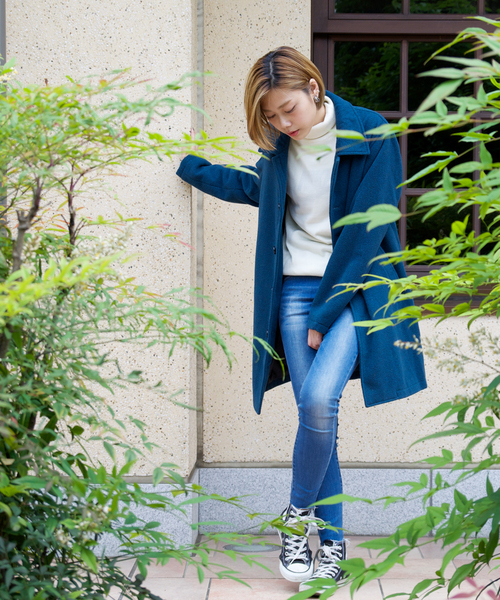 hardcover(ハードカバー)の「B.I.D./メルトンWOOLコート(ステンカラーコート・レディース・ブラック/グレー/グリーン/ネイビー/キャメル・LARGE/MEDIUM)」の9枚目の写真