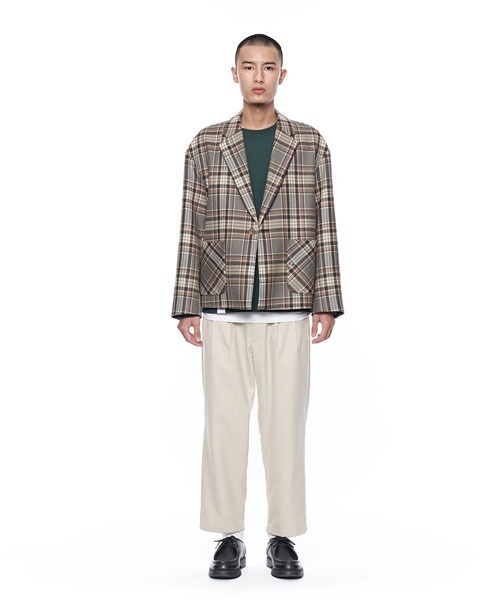 plain-me（プレインミー）の「plain-me チェック柄ショートウールコート（ダッフルコート・メンズ・カーキ・SMALL/MEDIUM）」の2枚目の写真