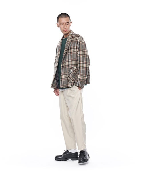 plain-me（プレインミー）の「plain-me チェック柄ショートウールコート（ダッフルコート・メンズ・カーキ・SMALL/MEDIUM）」の5枚目の写真