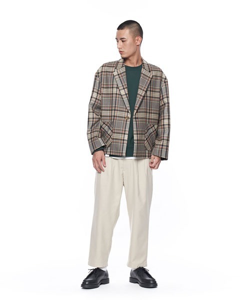 plain-me（プレインミー）の「plain-me チェック柄ショートウールコート（ダッフルコート・メンズ・カーキ・SMALL/MEDIUM）」の6枚目の写真
