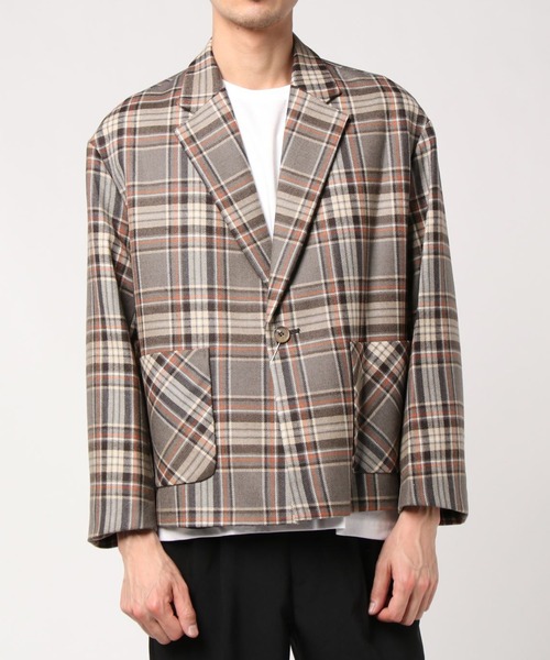 plain-me（プレインミー）の「plain-me チェック柄ショートウールコート（ダッフルコート・メンズ・カーキ・SMALL/MEDIUM）」の9枚目の写真