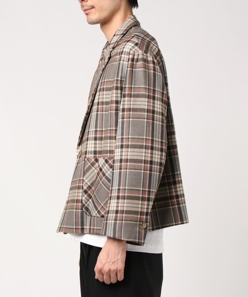 plain-me（プレインミー）の「plain-me チェック柄ショートウールコート（ダッフルコート・メンズ・カーキ・SMALL/MEDIUM）」の8枚目の写真