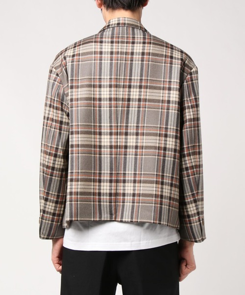 plain-me（プレインミー）の「plain-me チェック柄ショートウールコート（ダッフルコート・メンズ・カーキ・SMALL/MEDIUM）」の7枚目の写真