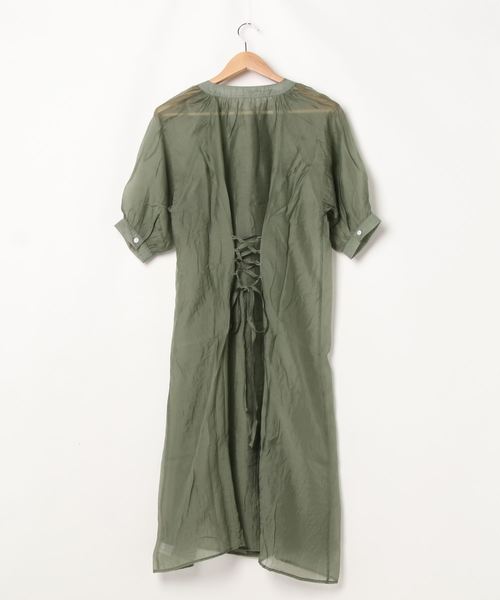 SpRay（スプレイ）の「シースルーレースアップシャツワンピース（ワンピース・レディース・ホワイト/ベージュ/サックスブルー/ライトカーキ/ライトベージュ・FREE）」の21枚目の写真