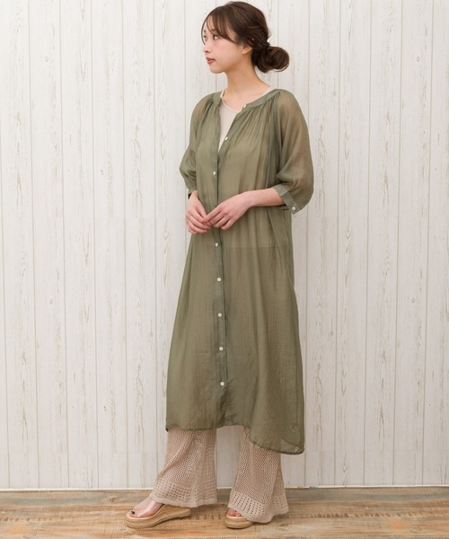 SpRay（スプレイ）の「シースルーレースアップシャツワンピース（ワンピース・レディース・ホワイト/ベージュ/サックスブルー/ライトカーキ/ライトベージュ・FREE）」の12枚目の写真