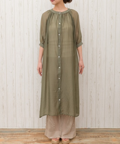 SpRay（スプレイ）の「シースルーレースアップシャツワンピース（ワンピース・レディース・ホワイト/ベージュ/サックスブルー/ライトカーキ/ライトベージュ・FREE）」の14枚目の写真