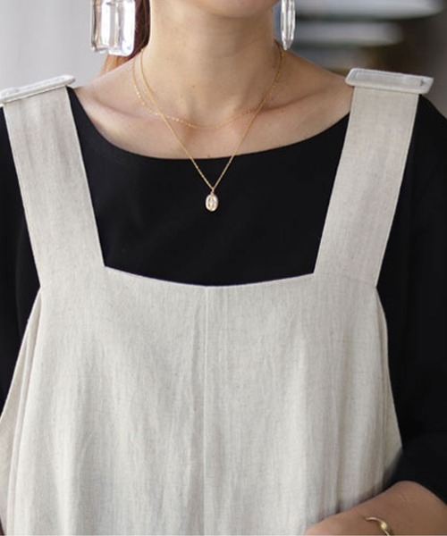 antiqua（アンティカ）の「ナチュラルリネンサロペット（つなぎ/オールインワン・レディース・ナチュラル/ブラック/ブラウン・FREE）」の7枚目の写真