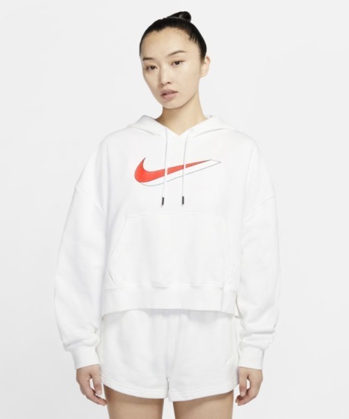 NIKE(ナイキ)の「ナイキ NIKE ウィメンズ アイコン クラッシュ フリース フレンチテリー フーディ(パーカー・レディース・ホワイト/ブラック・S/M/L/XL)」の2枚目の写真