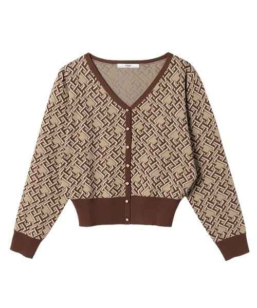 EIMY ISTOIRE（エイミーイストワール）の「Limited ES patternパフショルダーカーディガン（カーディガン/ボレロ・レディース・ベージュ/ネイビー/ブラウン/ピンク・FREE）」の18枚目の写真