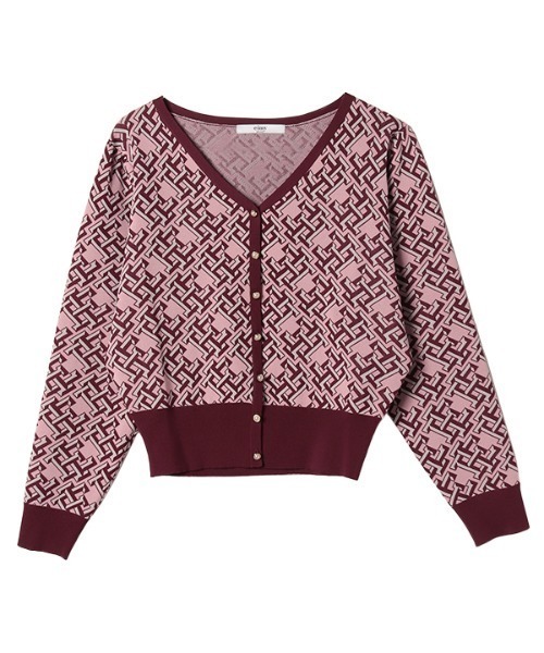EIMY ISTOIRE（エイミーイストワール）の「Limited ES patternパフショルダーカーディガン（カーディガン/ボレロ・レディース・ベージュ/ネイビー/ブラウン/ピンク・FREE）」の10枚目の写真