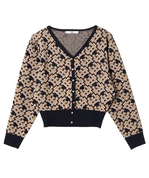 EIMY ISTOIRE（エイミーイストワール）の「Limited ES patternパフショルダーカーディガン（カーディガン/ボレロ・レディース・ベージュ/ネイビー/ブラウン/ピンク・FREE）」の13枚目の写真