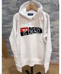 DIESEL | ワッペンロゴ刺繍 スウェット プルオーバーパーカー 「IS DEAD」(パーカー)