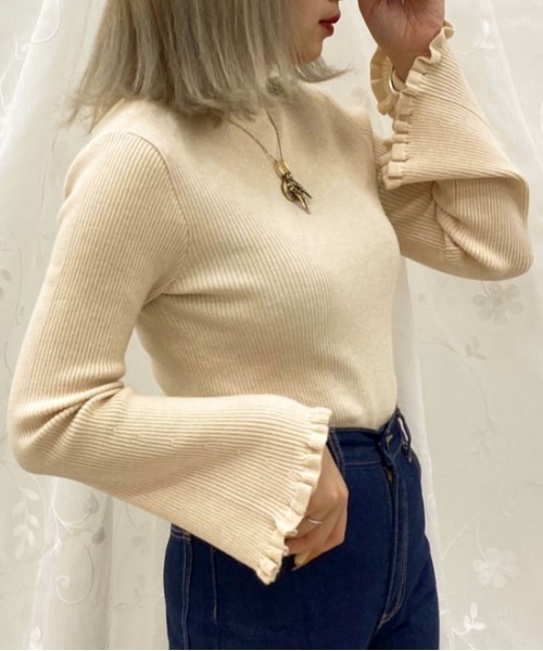 apres jour（アプレジュール）の「フリルハイネックリブニット【ZOZOTOWN限定アイテム】（ニット/セーター・レディース・モカ/ブラック/ベージュ/アイボリー・フリー/X-LARGE）」の2枚目の写真