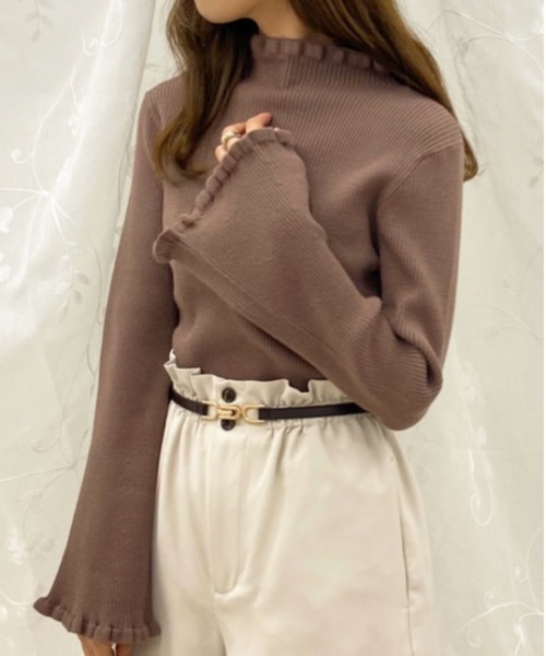 apres jour（アプレジュール）の「フリルハイネックリブニット【ZOZOTOWN限定アイテム】（ニット/セーター・レディース・モカ/ブラック/ベージュ/アイボリー・フリー/X-LARGE）」の4枚目の写真