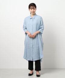 mizuiroind（ミズイロインド）の「リネンワイドロングシャツ