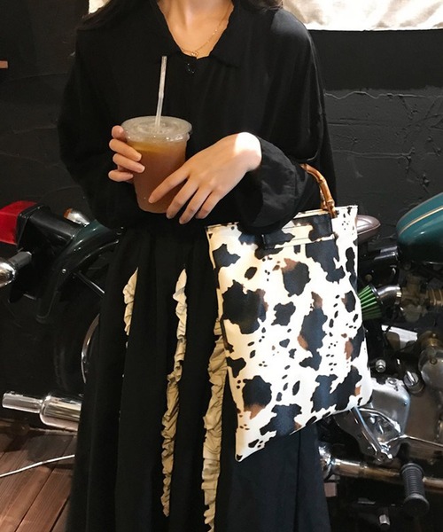 shopnikoniko（ショップニコニコ）の「アニマル柄バンブーハンドルトート（トートバッグ・レディース・アニマル・フリー）」の4枚目の写真