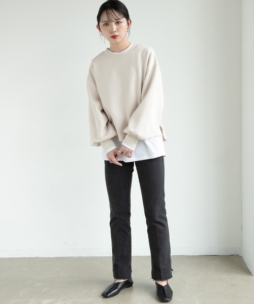 Aunt Marie's(アントマリーズ)の「ダンボールクルーネックプルオーバー / AuntMarie’s(スウェット・レディース・モカ/グリーン/アイボリー・FREE)」の11枚目の写真