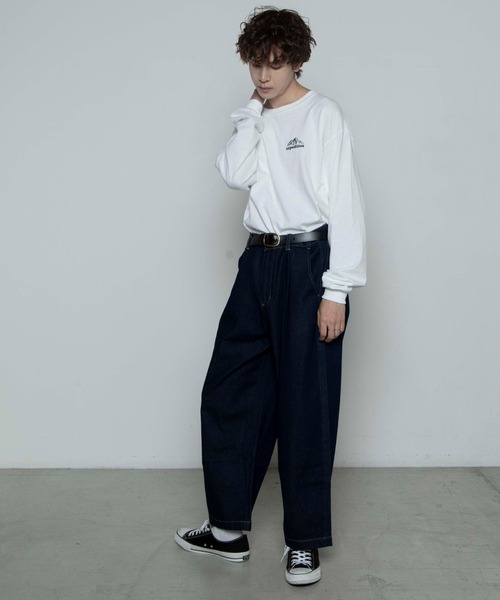 WEGO（ウィゴー）の「WEGO/バルーンデニムパンツ（デニムパンツ・メンズ・ダークインディゴブルー/ブラック系その他/コバルトブルー/キナリ・MEDIUM/LARGE/SMALL）」の5枚目の写真