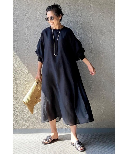 Bonjour Sagan（ボンジュールサガン）の「シアーロングワンピース（ワンピース・レディース・ブラック/ライトベージュ・FREE）」の17枚目の写真