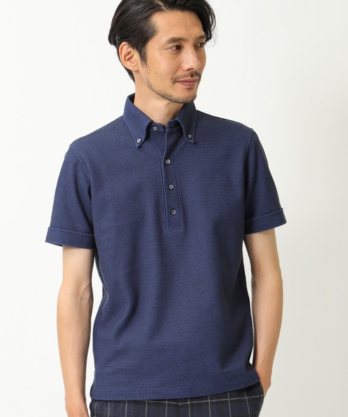 CROWDED CLOSET（クラウデッドクローゼット）の「ハニカム裏ボーダーシャツ（ポロシャツ・メンズ・ブラック/ベージュ/ネイビー/ブラウン・2/4/3）」の4枚目の写真