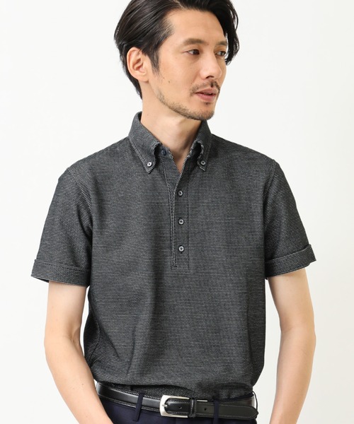 CROWDED CLOSET（クラウデッドクローゼット）の「ハニカム裏ボーダーシャツ（ポロシャツ・メンズ・ブラック/ベージュ/ネイビー/ブラウン・2/4/3）」の2枚目の写真