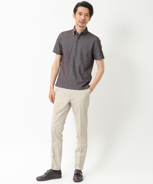 CROWDED CLOSET（クラウデッドクローゼット）の「ハニカム裏ボーダーシャツ（ポロシャツ・メンズ・ブラック/ベージュ/ネイビー/ブラウン・2/4/3）」の9枚目の写真