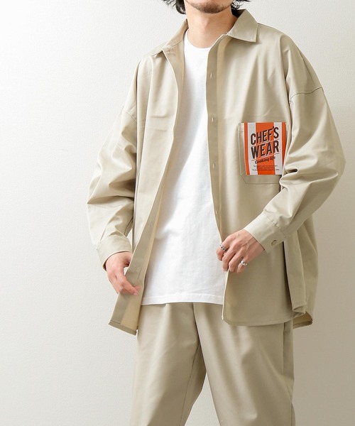 ZIP FIVE(ジップファイブ)の「【ZIP FIVE】【Cooker Shirt】高密度オーバーサイズシェフワークビックシャツ(シャツ/ブラウス・メンズ・アイボリー/ブルー/ストライプ/ライトベージュ/ブルー系/ベージュ/ブラック/ネイビー/パープル/カーキ/ブラウン・MEDIUM/LARGE)」の5枚目の写真