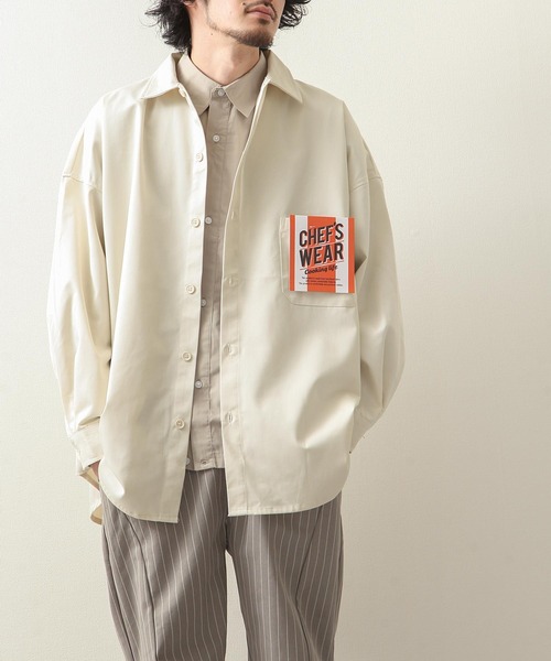 ZIP FIVE(ジップファイブ)の「【ZIP FIVE】【Cooker Shirt】高密度オーバーサイズシェフワークビックシャツ(シャツ/ブラウス・メンズ・アイボリー/ブルー/ストライプ/ライトベージュ/ブルー系/ベージュ/ブラック/ネイビー/パープル/カーキ/ブラウン・MEDIUM/LARGE)」の1枚目の写真