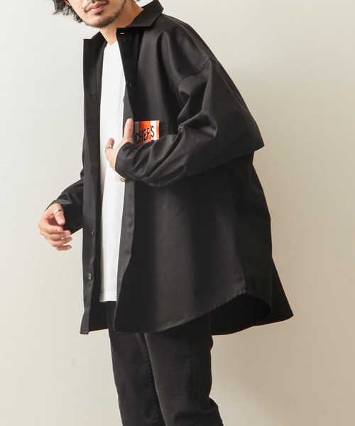 ZIP FIVE(ジップファイブ)の「【ZIP FIVE】【Cooker Shirt】高密度オーバーサイズシェフワークビックシャツ(シャツ/ブラウス・メンズ・アイボリー/ブルー/ストライプ/ライトベージュ/ブルー系/ベージュ/ブラック/ネイビー/パープル/カーキ/ブラウン・MEDIUM/LARGE)」の2枚目の写真