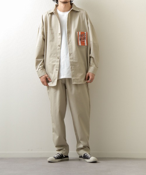 ZIP FIVE(ジップファイブ)の「【ZIP FIVE】【Cooker Shirt】高密度オーバーサイズシェフワークビックシャツ(シャツ/ブラウス・メンズ・アイボリー/ブルー/ストライプ/ライトベージュ/ブルー系/ベージュ/ブラック/ネイビー/パープル/カーキ/ブラウン・MEDIUM/LARGE)」の14枚目の写真