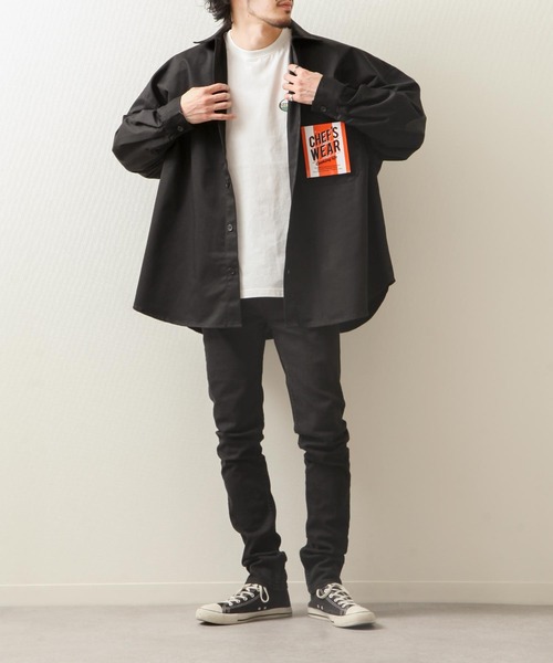 ZIP FIVE(ジップファイブ)の「【ZIP FIVE】【Cooker Shirt】高密度オーバーサイズシェフワークビックシャツ(シャツ/ブラウス・メンズ・アイボリー/ブルー/ストライプ/ライトベージュ/ブルー系/ベージュ/ブラック/ネイビー/パープル/カーキ/ブラウン・MEDIUM/LARGE)」の21枚目の写真