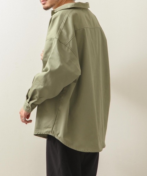 ZIP FIVE(ジップファイブ)の「【ZIP FIVE】【Cooker Shirt】高密度オーバーサイズシェフワークビックシャツ(シャツ/ブラウス・メンズ・アイボリー/ブルー/ストライプ/ライトベージュ/ブルー系/ベージュ/ブラック/ネイビー/パープル/カーキ/ブラウン・MEDIUM/LARGE)」の15枚目の写真