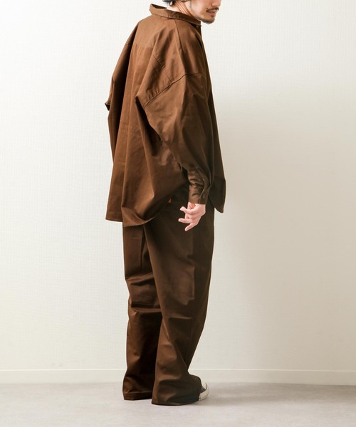 ZIP FIVE(ジップファイブ)の「【ZIP FIVE】【Cooker Shirt】高密度オーバーサイズシェフワークビックシャツ(シャツ/ブラウス・メンズ・アイボリー/ブルー/ストライプ/ライトベージュ/ブルー系/ベージュ/ブラック/ネイビー/パープル/カーキ/ブラウン・MEDIUM/LARGE)」の13枚目の写真