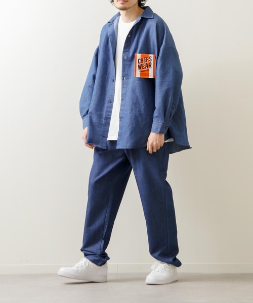 ZIP FIVE(ジップファイブ)の「【ZIP FIVE】【Cooker Shirt】高密度オーバーサイズシェフワークビックシャツ(シャツ/ブラウス・メンズ・アイボリー/ブルー/ストライプ/ライトベージュ/ブルー系/ベージュ/ブラック/ネイビー/パープル/カーキ/ブラウン・MEDIUM/LARGE)」の17枚目の写真