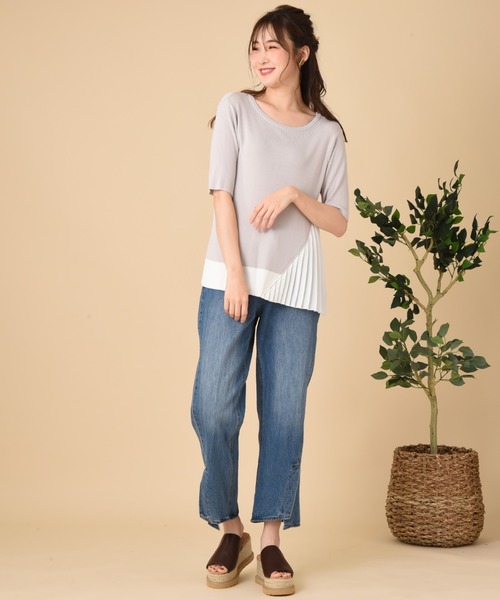 INTERPLANET（インタープラネット）の「フロントベンツデニムパンツ（デニムパンツ・レディース・ブルー/ライトブルー・FREE）」の6枚目の写真