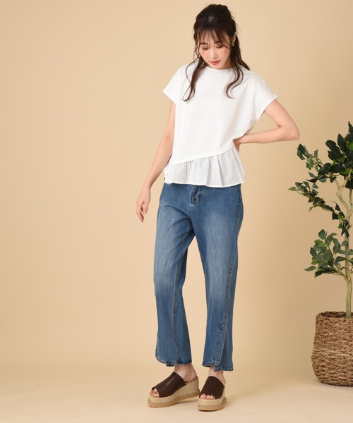 INTERPLANET（インタープラネット）の「フロントベンツデニムパンツ（デニムパンツ・レディース・ブルー/ライトブルー・FREE）」の10枚目の写真