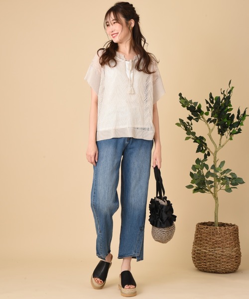 INTERPLANET（インタープラネット）の「フロントベンツデニムパンツ（デニムパンツ・レディース・ブルー/ライトブルー・FREE）」の11枚目の写真