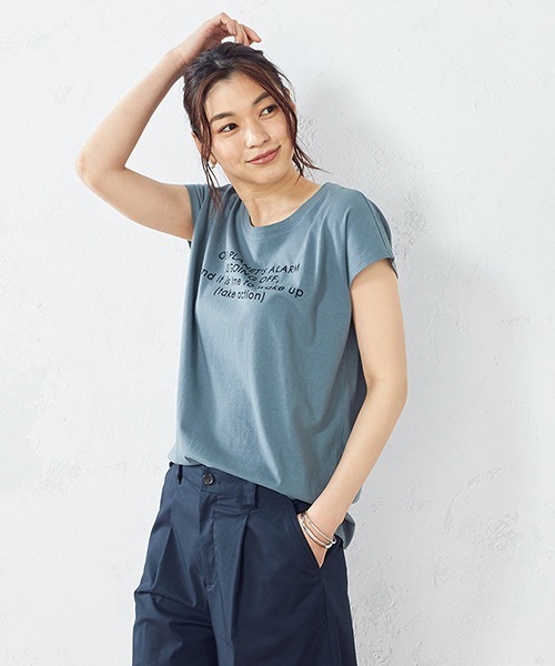 COMME CA ISM（コムサイズム）の「プリント　Ｔシャツ（Tシャツ/カットソー・レディース・ホワイト/ネイビー/ターコイズブルー/ミント・SMALL/MEDIUM/LARGE）」の4枚目の写真