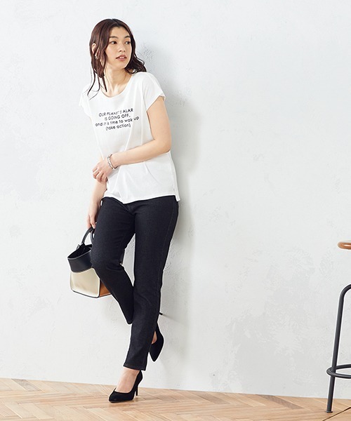 COMME CA ISM（コムサイズム）の「プリント　Ｔシャツ（Tシャツ/カットソー・レディース・ホワイト/ネイビー/ターコイズブルー/ミント・SMALL/MEDIUM/LARGE）」の7枚目の写真