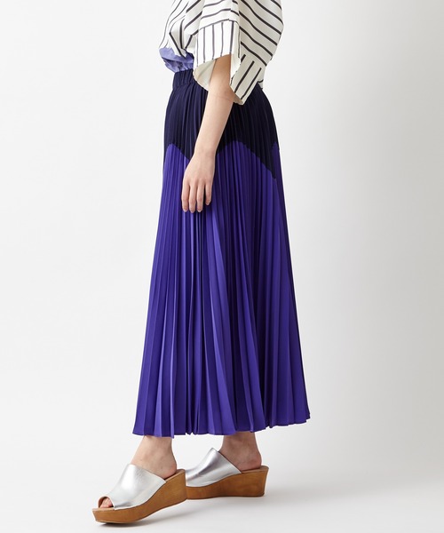 ふりふ(フリフ)の「ジグザク配色プリーツスカート(スカート・レディース・マスタード/バイオレット・FREE)」の3枚目の写真