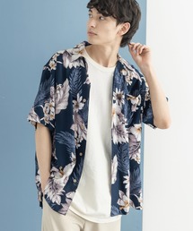 レーヨン アロハシャツ レギュラーサイズ 総柄 オープンカラーシャツ
