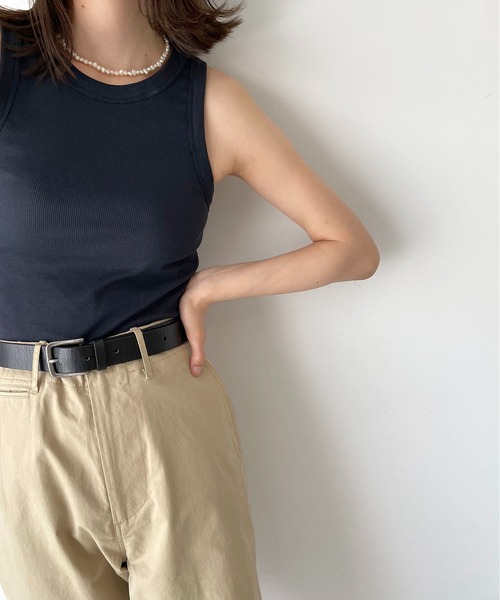 CANAL JEAN（キャナルジーン）の「via j(ヴィアジェイ) ストレッチリブアメリカンスリーブタンクトップ（タンクトップ・レディース・ブラック/ネイビー/ブルー/アイボリー・ONE SIZE）」の3枚目の写真