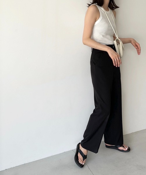 CANAL JEAN（キャナルジーン）の「via j(ヴィアジェイ) ストレッチリブアメリカンスリーブタンクトップ（タンクトップ・レディース・ブラック/ネイビー/ブルー/アイボリー・ONE SIZE）」の5枚目の写真